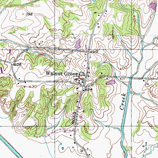 Topographic Map of Walnut Grove Cemetery, TN