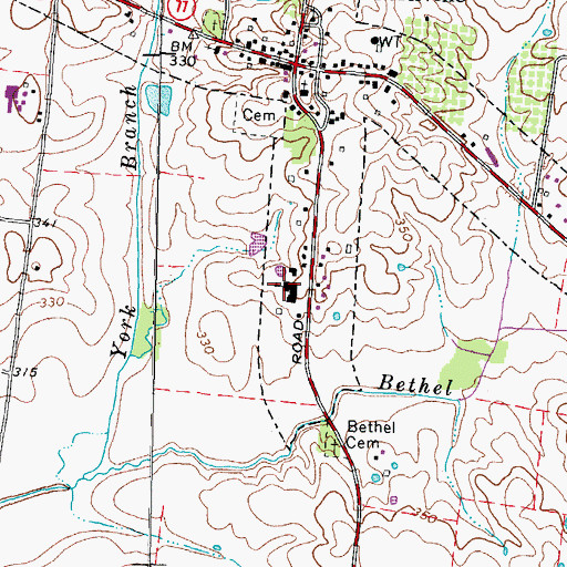 Topographic Map of Yorkville High School (historical), TN