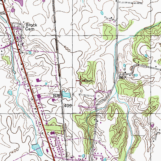 Topographic Map of Allen Cemetery, TN