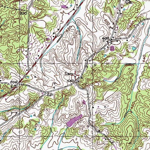 Topographic Map of Bowers Cemetery, TN