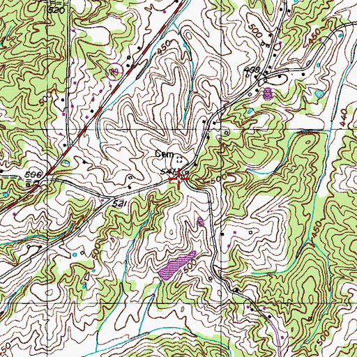 Topographic Map of Bowers School (historical), TN