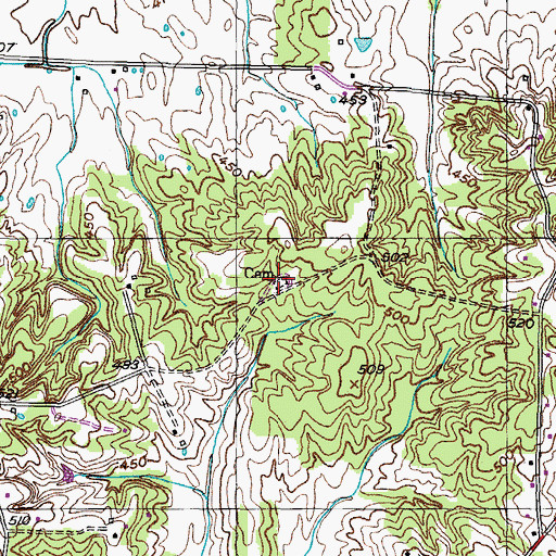 Topographic Map of Bradberry Cemetery, TN