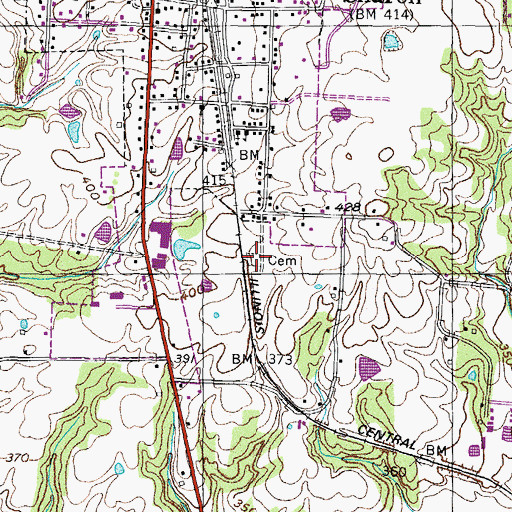 Topographic Map of Brock Cemetery, TN