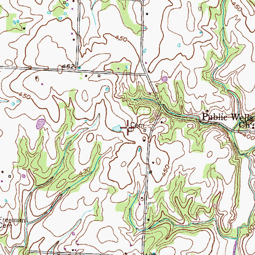 Topographic Map of Carlton Cemetery, TN