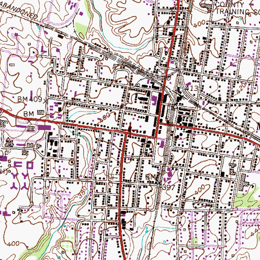 Topographic Map of Central Baptist Church, TN