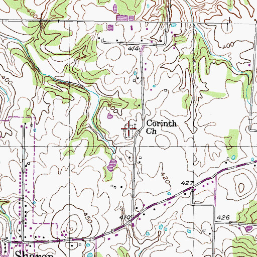 Topographic Map of Corinth Cemetery, TN