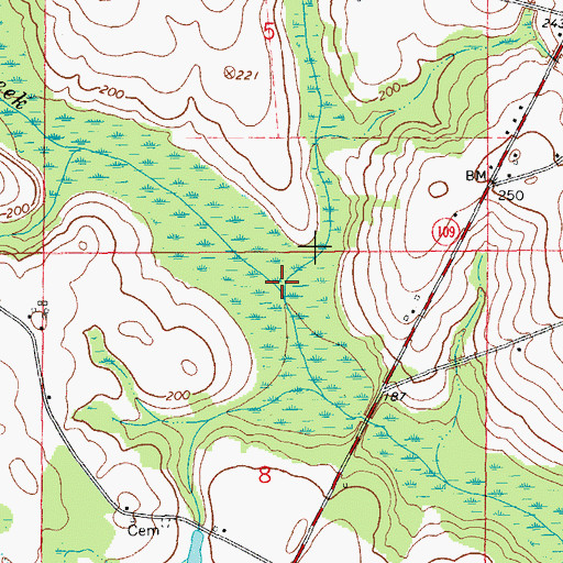 Topographic Map of Box Branch, AL