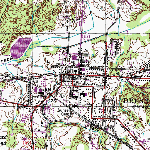 Topographic Map of Dresden City Hall, TN