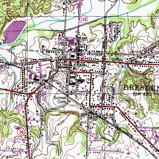 Topographic Map of Dresden Junior High School, TN