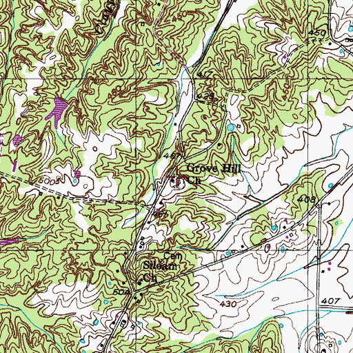 Topographic Map of Grove Hill Cemetery, TN