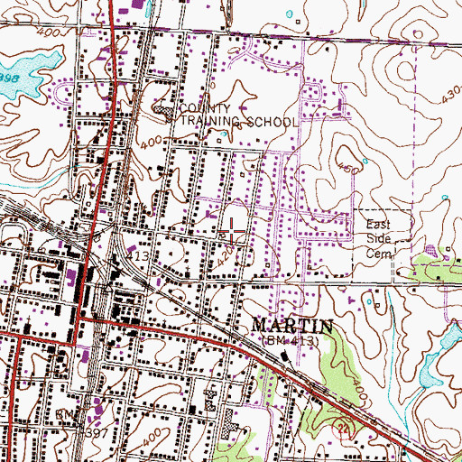 Topographic Map of Harmon Field, TN