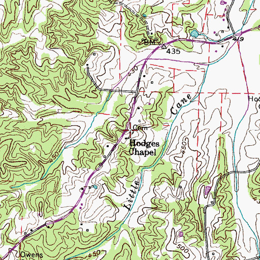Topographic Map of Hodges Chapel Cemetery, TN