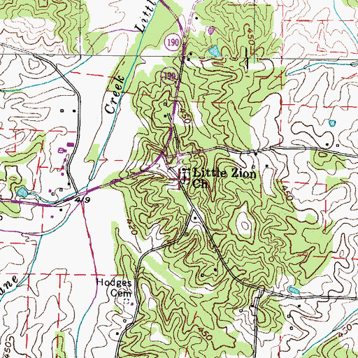 Topographic Map of Little Zion Cemetery, TN