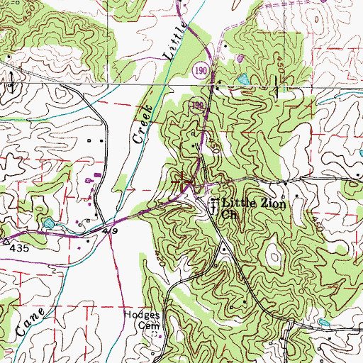 Topographic Map of Little Zion School (historical), TN