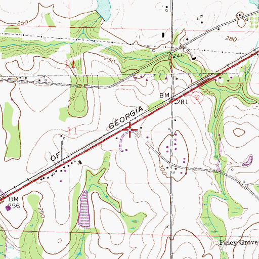 Topographic Map of Center School (historical), AL