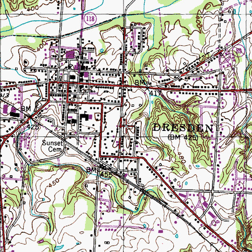 Topographic Map of Maiden Park, TN