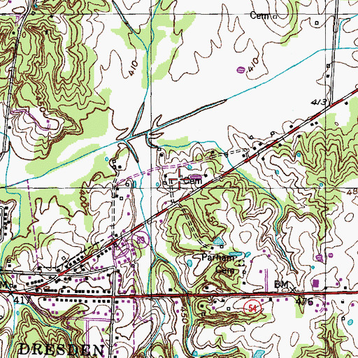 Topographic Map of Malone Cemetery, TN