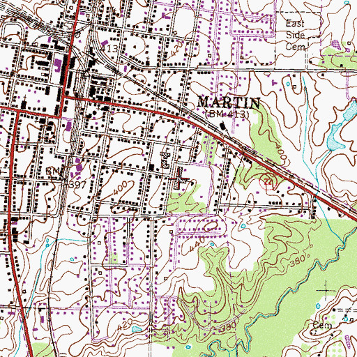 Topographic Map of Martin Elementary School, TN