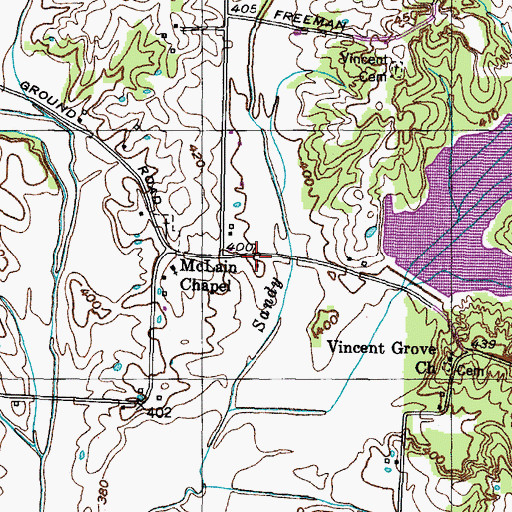 Topographic Map of McClains Chapel School (historical), TN
