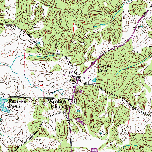 Topographic Map of Millers Store (historical), TN