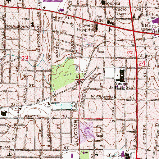 Topographic Map of Central Baptist Church, AL