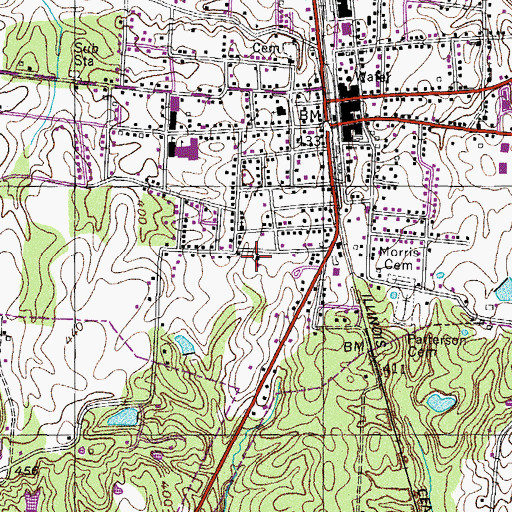Topographic Map of Moores Chapel Baptist Church, TN