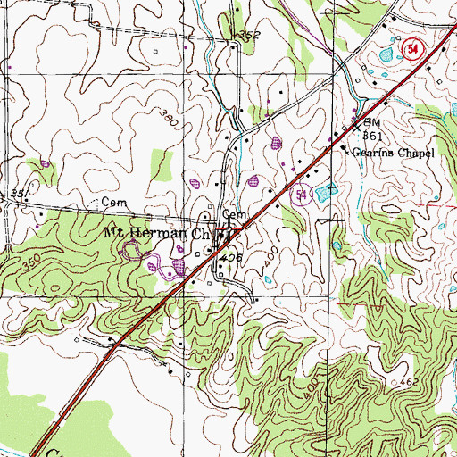 Topographic Map of Mount Herman Cemetery, TN