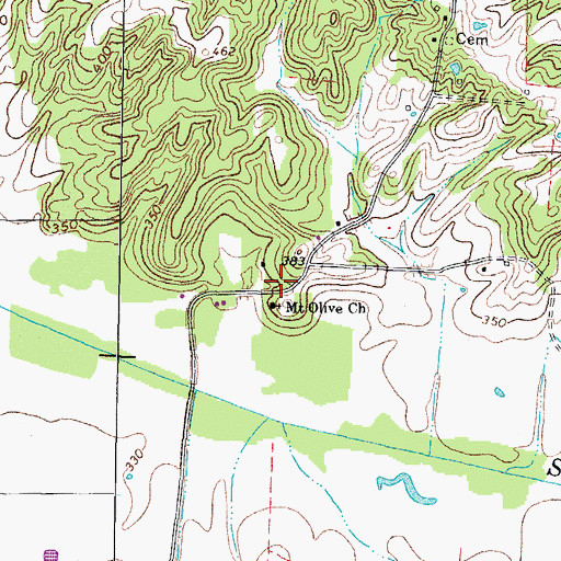 Topographic Map of Mount Olive School (historical), TN