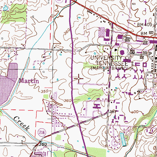 Topographic Map of Northwest Tennessee Mental Health Center, TN