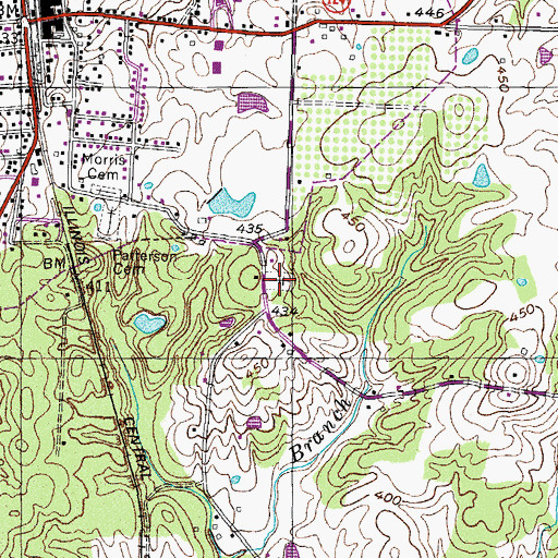 Topographic Map of Old Hall Cemetery, TN