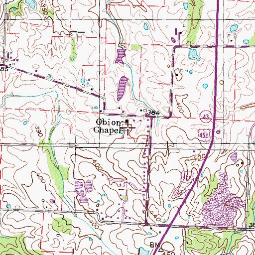 Topographic Map of Obion Chapel Cemetery, TN