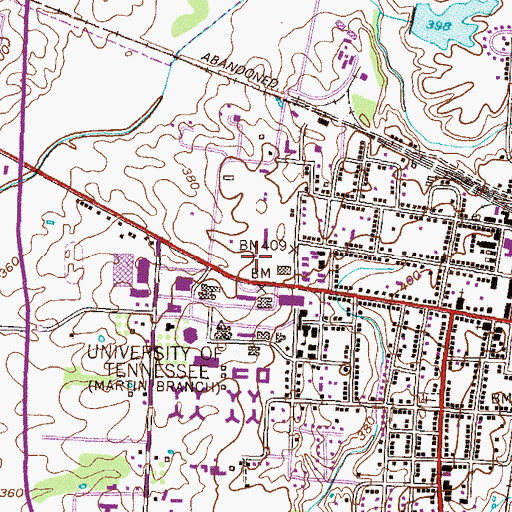 Topographic Map of Pacer Stadium, TN