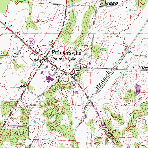 Topographic Map of Palmersville Cemetery, TN