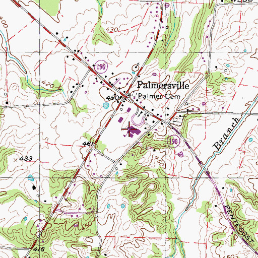 Topographic Map of Palmersville Elementary School (historical), TN