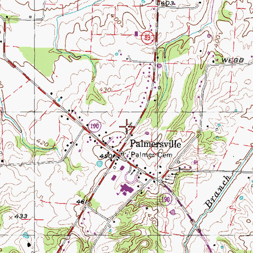 Topographic Map of Palmersville Missionary Baptist Church, TN