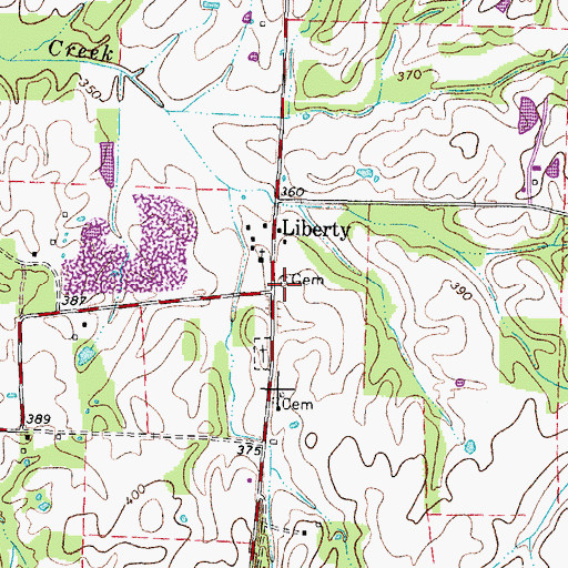 Topographic Map of Parks Cemetery, TN