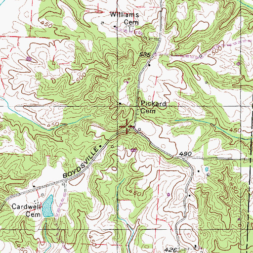 Topographic Map of Pickards Mill (historical), TN