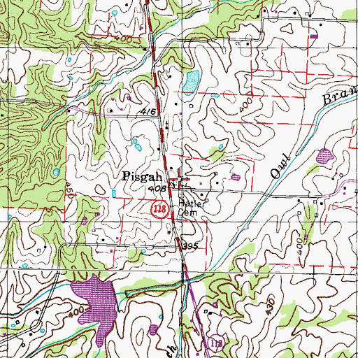 Topographic Map of Pisgah Cemetery, TN