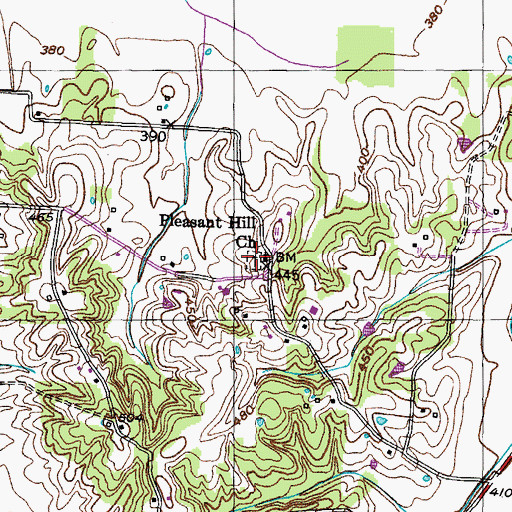 Topographic Map of Pleasant Hill Cemetery, TN