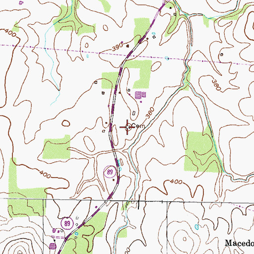 Topographic Map of Roberts Cemetery, TN