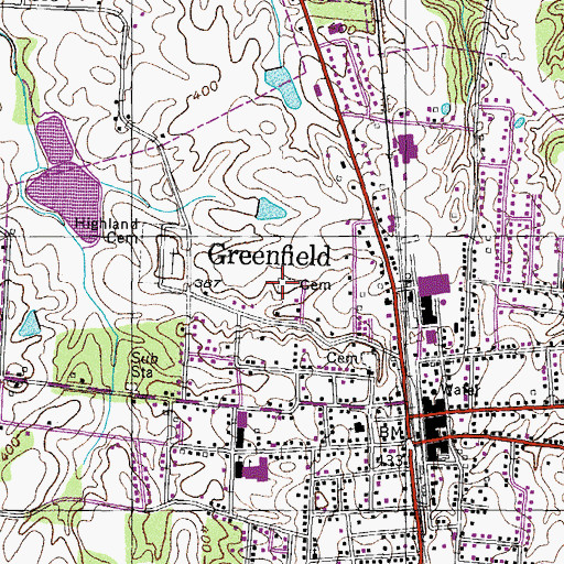 Topographic Map of Rose Hill Cemetery, TN