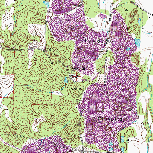 Topographic Map of Sandhill Cemetery, TN