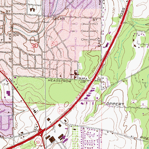 Topographic Map of Dothan Church of God, AL