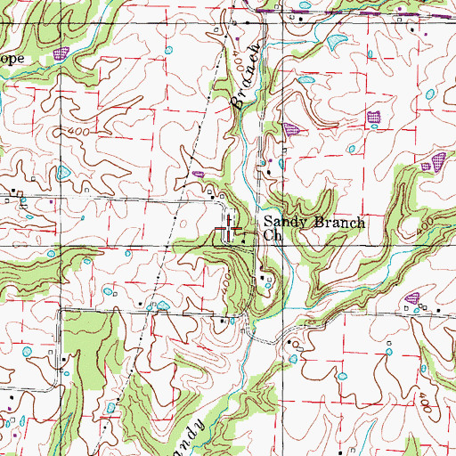 Topographic Map of Sandy Branch Cemetery, TN