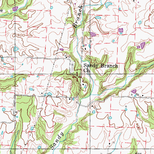 Topographic Map of Sandy Branch School (historical), TN