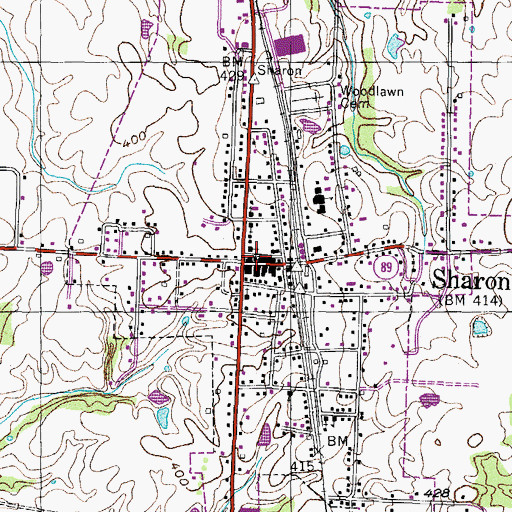 Topographic Map of Sharon Church of Christ, TN