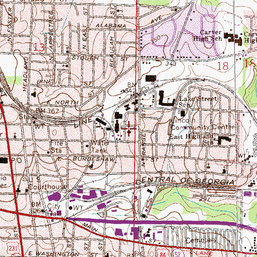 Topographic Map of Allen Temple Church of God in Christ, AL
