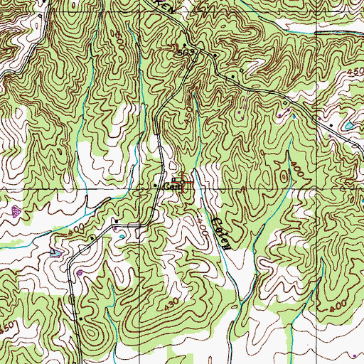Topographic Map of Travillian Cemetery, TN