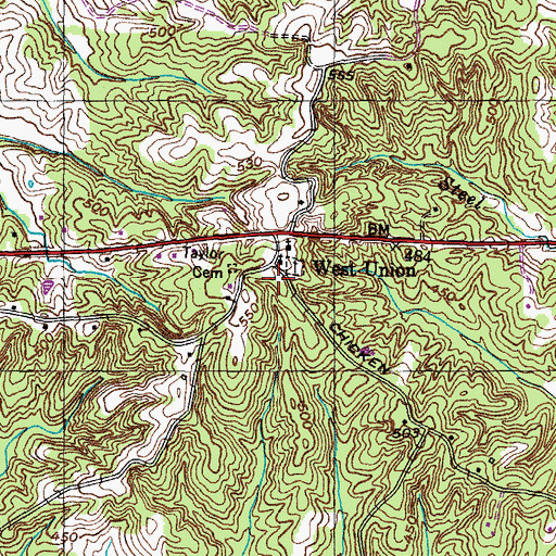 Topographic Map of West Union School (historical), TN