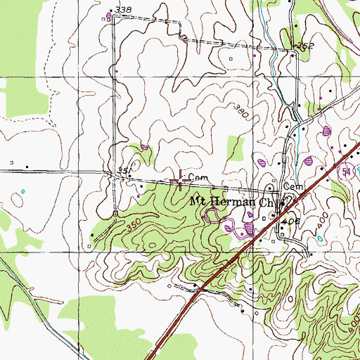 Topographic Map of Winston Cemetery, TN